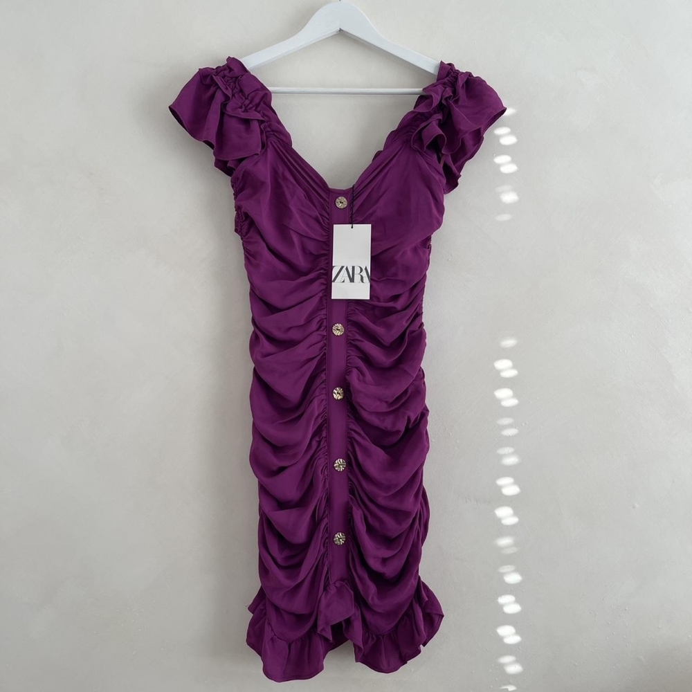Zara Purple Ruched Dress